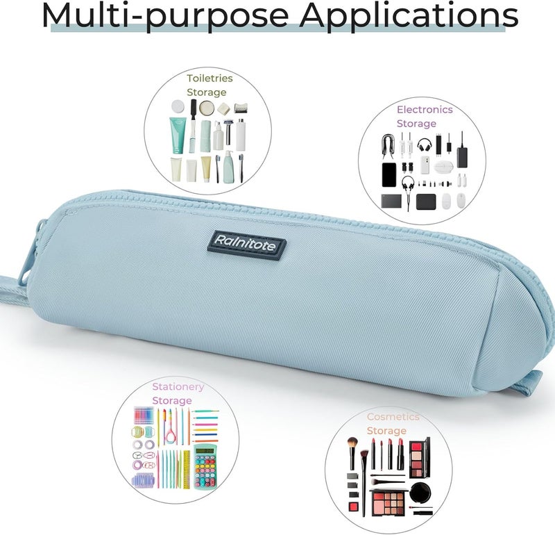 Ralnitote Store Large Pencil Case with 180° Open Design, Big Capacity Pen Bag for Girls & Boys, Aesthetic & Cute Pencil Pouch for School, Office, Makeup & Tech Accessories-Blue - Image 5